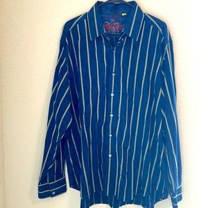 Robert Graham Men Shirt Sz 3XL Stripes Dark Blue